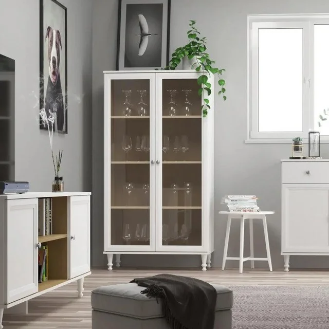 ✨ Cristaleira Est. P/ Livros Ditália 2 Pt Vidro E-957 Cozy Cor Branco