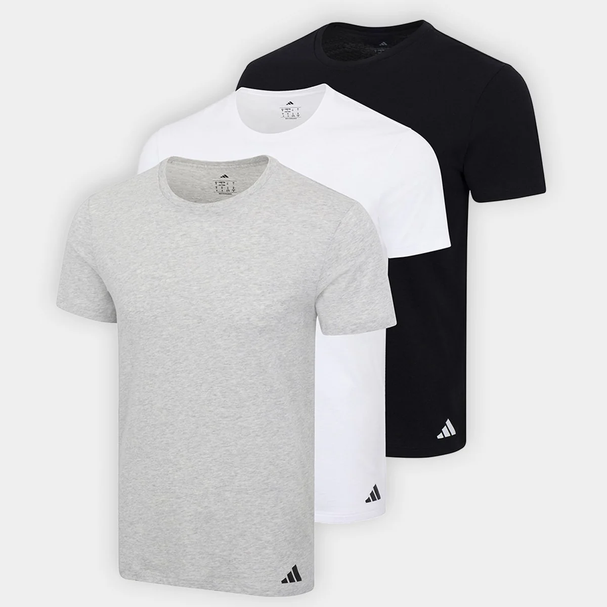 ✨Kit camiseta adidas basicas 3 pecas masculino preto+cinza