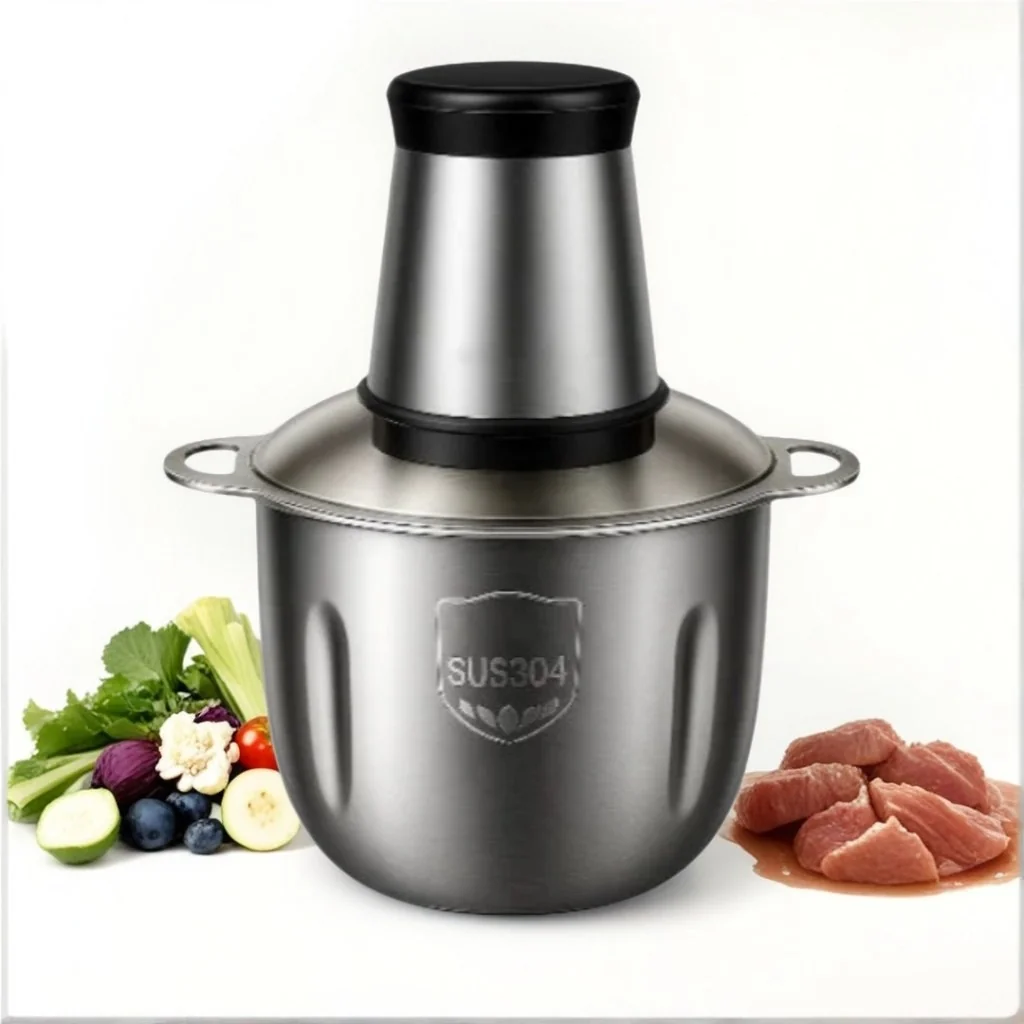 ✨Picador De Alimentos Moedor Elétrico Triturador Potente Carne Legumes Temperos Inox 110v/220v NO BRASIL