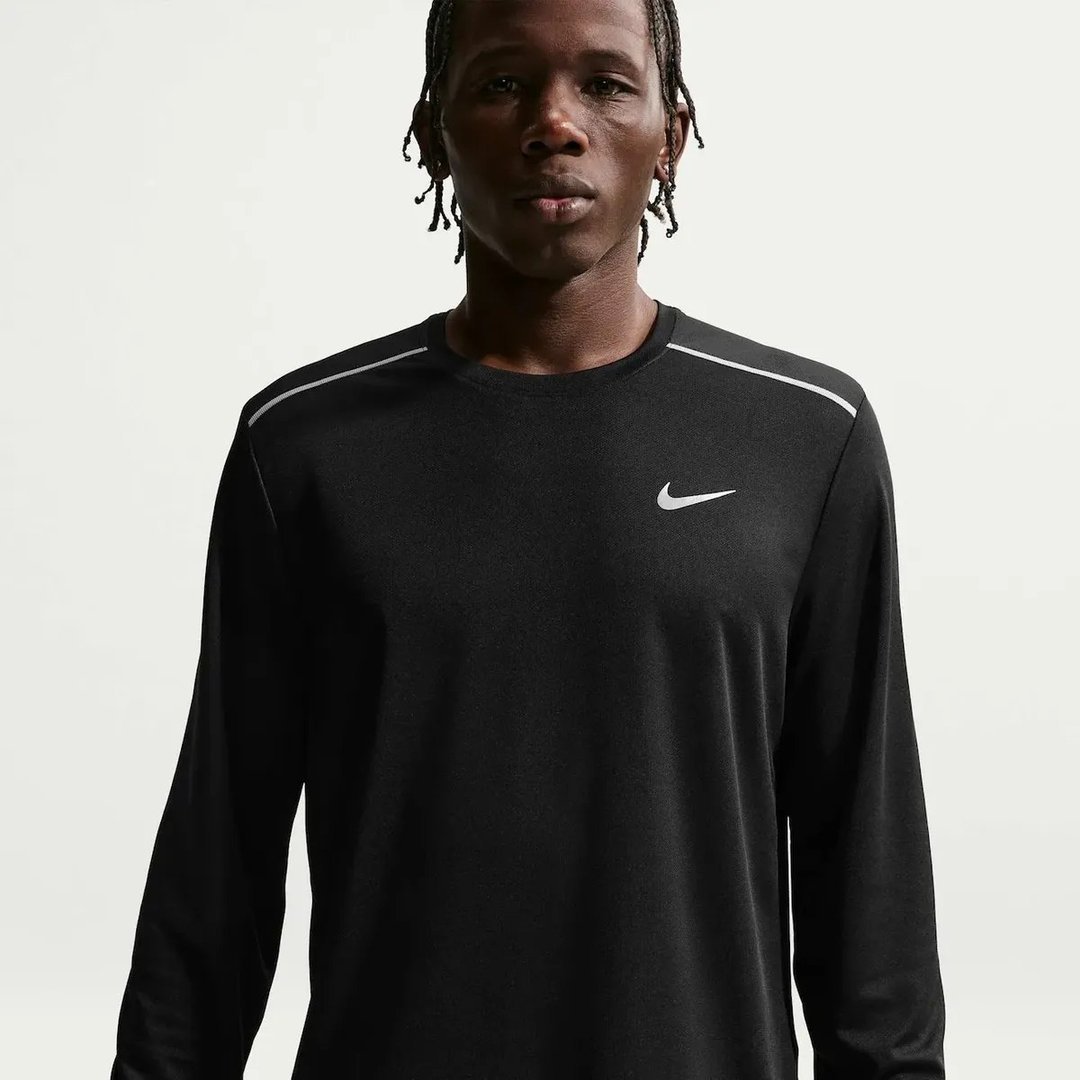 ✨ Camiseta Dri-fit Nike Manga Longa Uv Miler Masculina Preto G