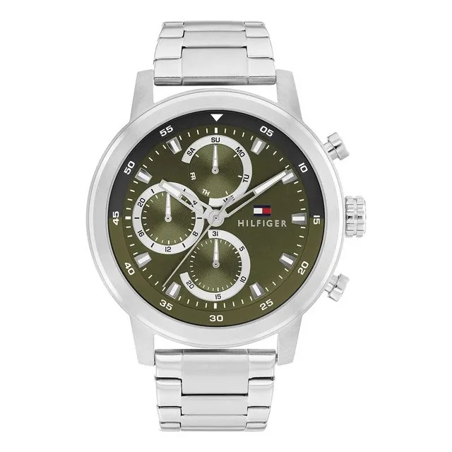 ✨Relógio Tommy Hilfiger Masculino Aço Prateado 1792180 Prateado Verde