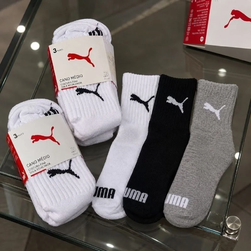 ✨Kit 6 Pares Meias Puma De Cano Médio Sport Original Algodão