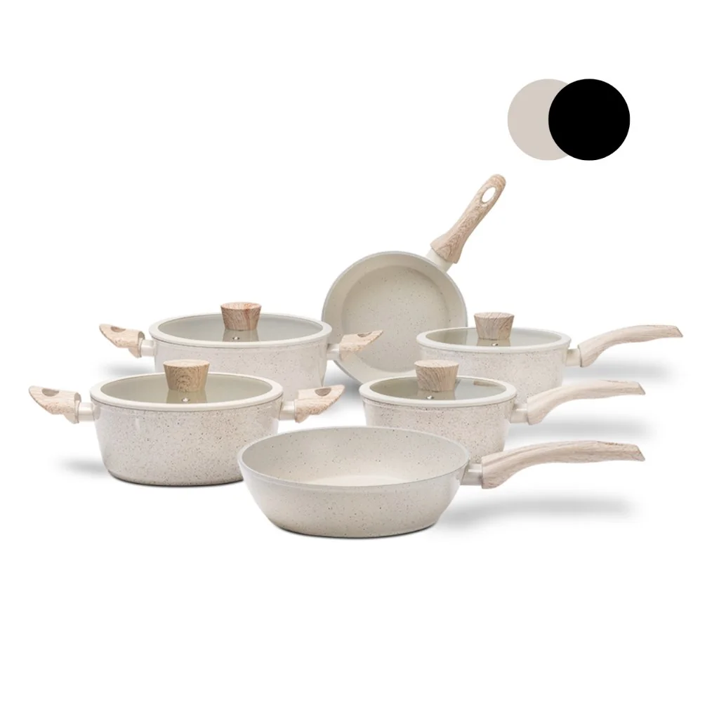 ✨Jogo de Panelas 6 Peças Brinox Antiaderente Ceramic Life Sirius Vanilla e Preto - Com Indução