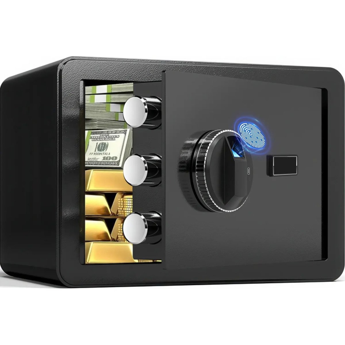 ✨ Cofre Eletrônico Digital Biométrico Grande Com Porta Usb Preto