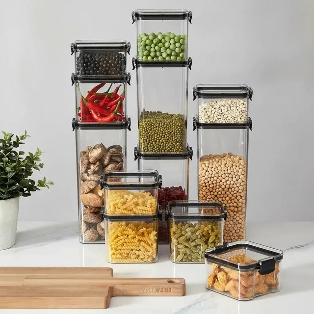 ✨Pote Hermético Haushop Kit 12 Potes Para Alimentos Seguro Transparente