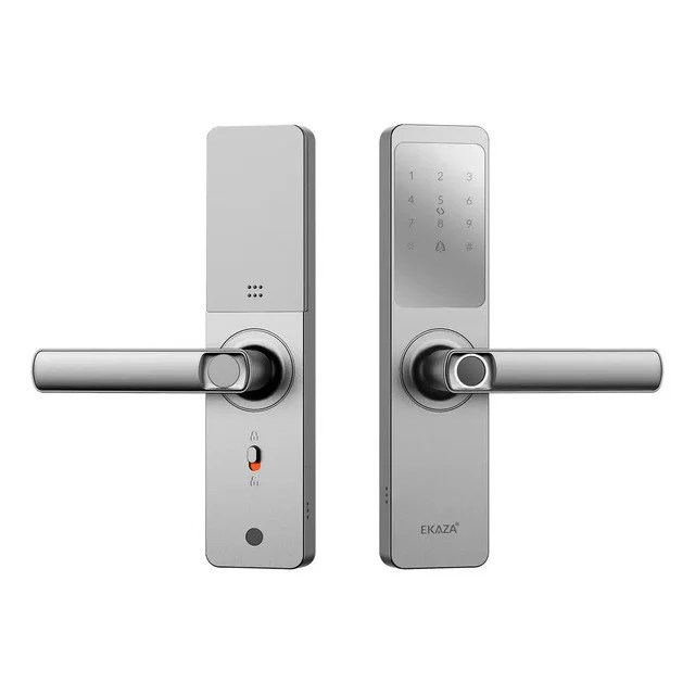 ✨Fechadura Digital Inteligente Biometria Lyra Wifi Ekaza Inox Prateado