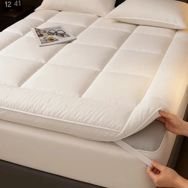 ✨Pillow Top Protetor Colchão Casal 400 Fios Casa Casual Branco Liso