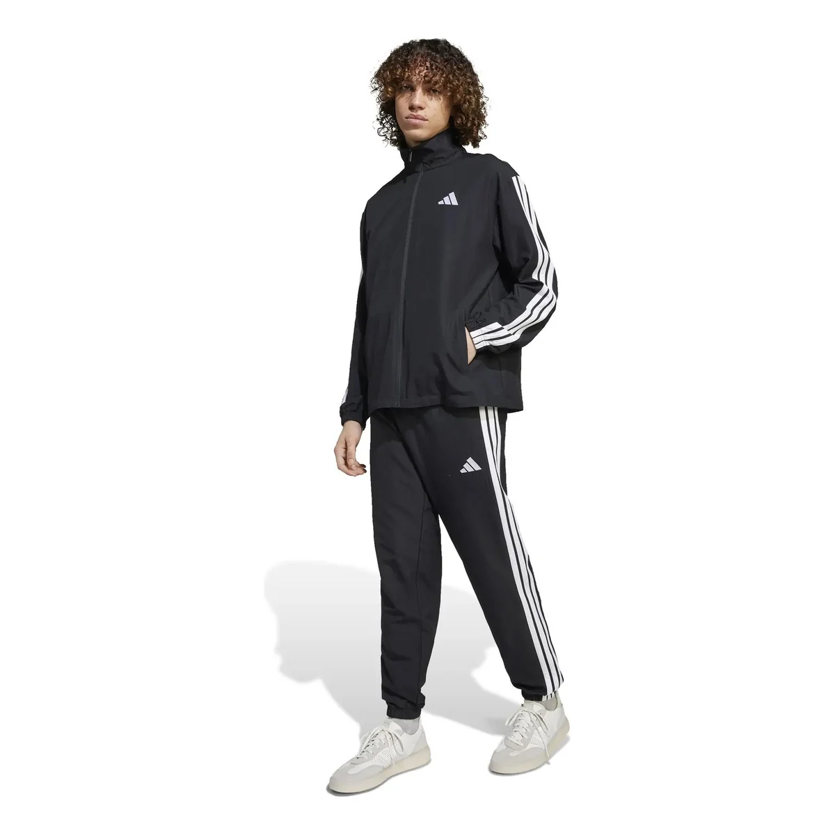✨ Conjunto De Agasalho Masculino Woven 3 Listras adidas Black Lisa Gg