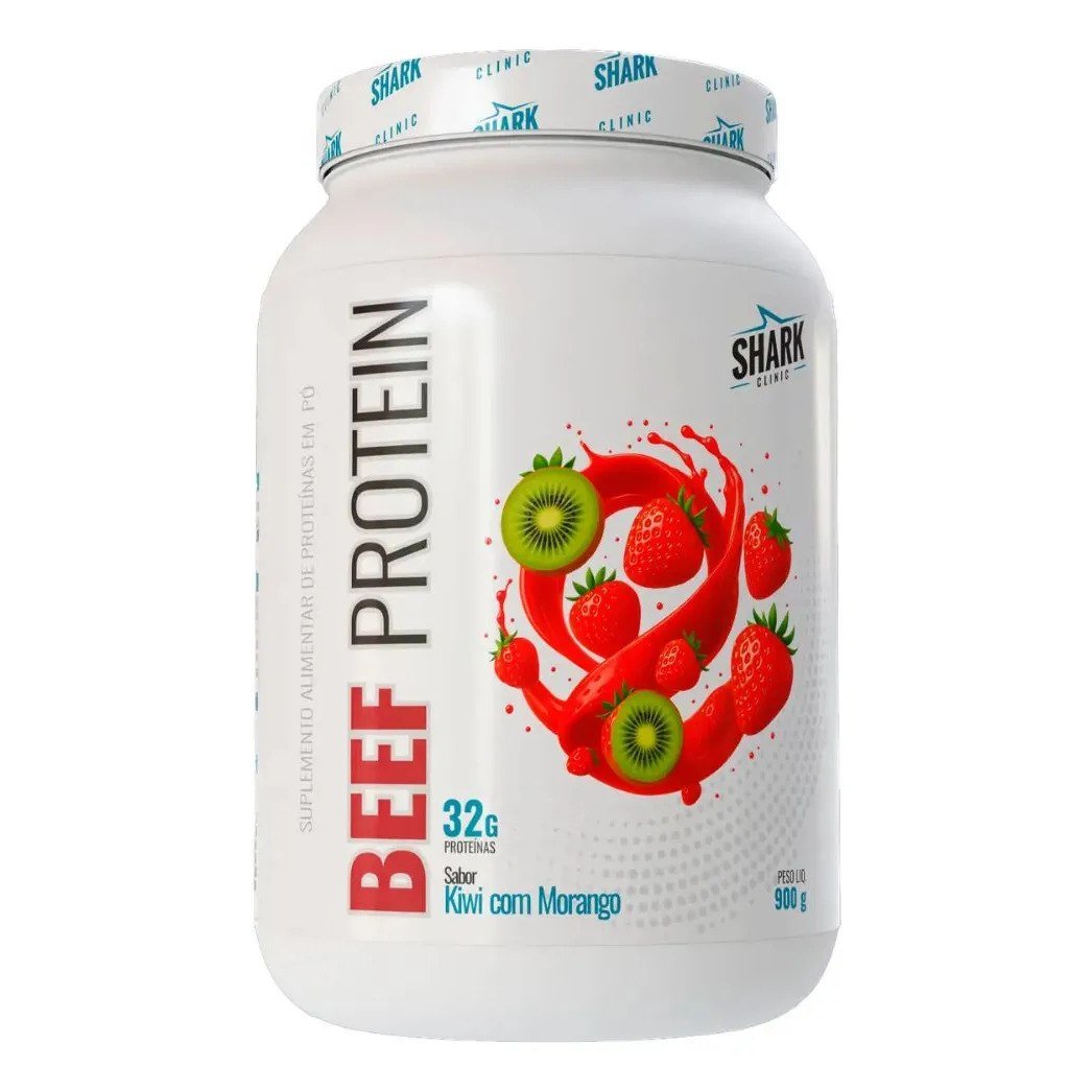 ✨ Proteína Shark Pro Beef Isolado Hidrolisado Morango Kiwi em pó x 900g