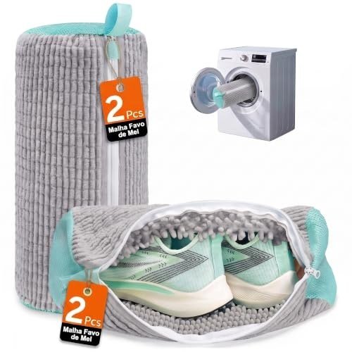 ✨ Kit 2 Saco para Lavar Tênis para Calçados (Cinza)
