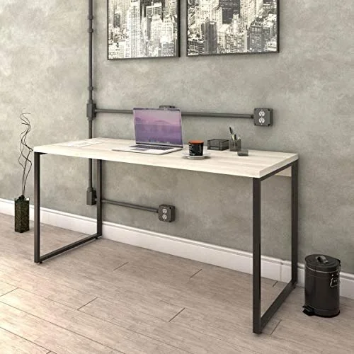 ✨ Mesa para Escritório Office Estilo Industrial 1,50m Kuadra, Trevalla, Snow/Est.Preta