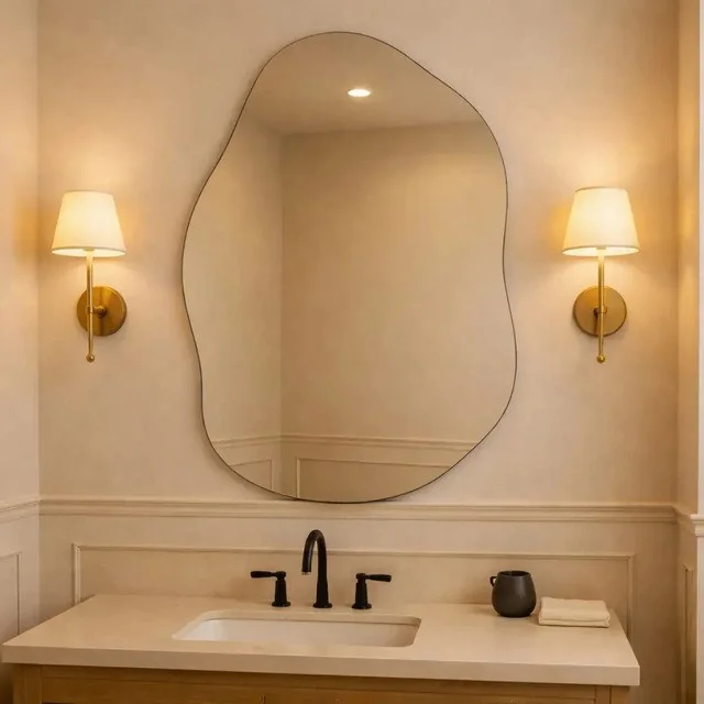 ✨Espelho Vildrex Roma 70x50cm Design Moderno Lapidado Luxo Suporte