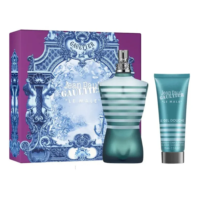 ✨ Conjunto de perfume Jean Paul Gaultier Le Male EDT 75 ml + Gel de banho 75 ml FD25 EDT 75 ml para homens