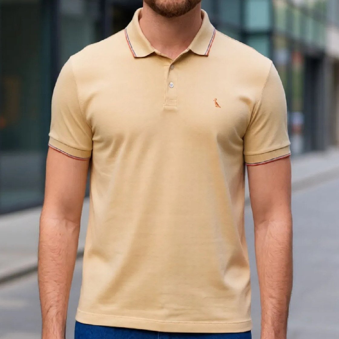 ✨ Polo Reserva Masculino Enxuto Novo Friso Areia Quente Liso G