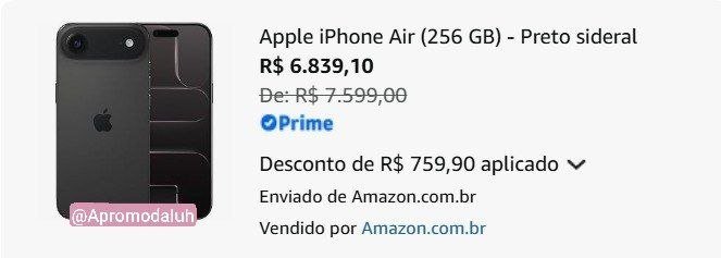 ✨ Apple iPhone Air (256 GB) - Preto sideral