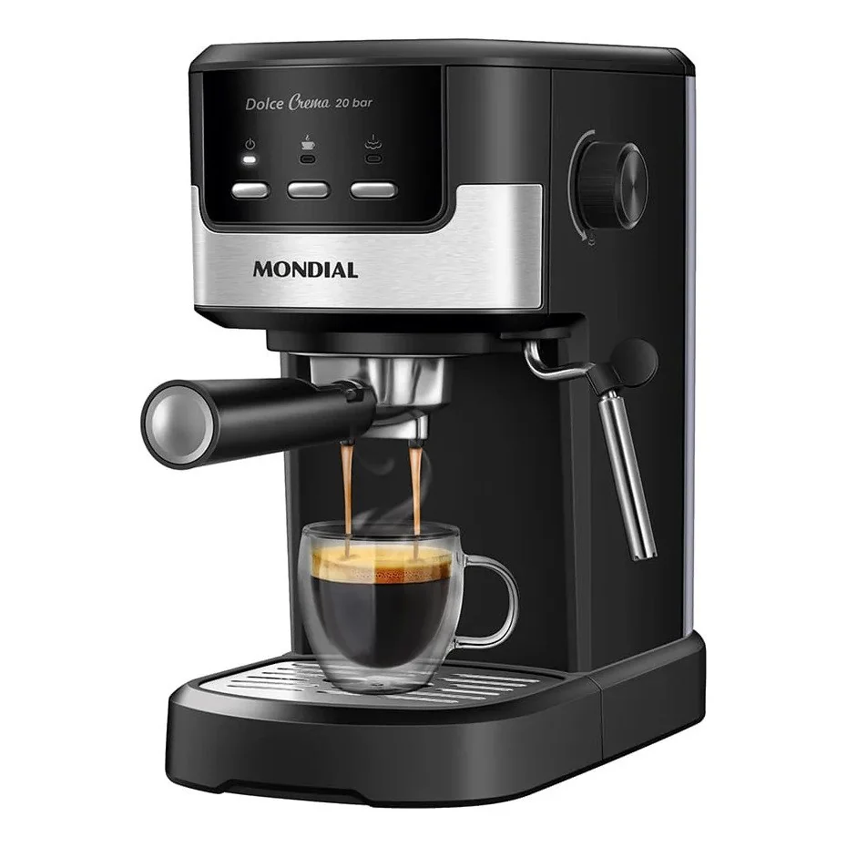 ✨ Cafeteira Espresso Dolce Crema 20 Bar Mondial Preto/Inox 1200W C-21-E-CNP
