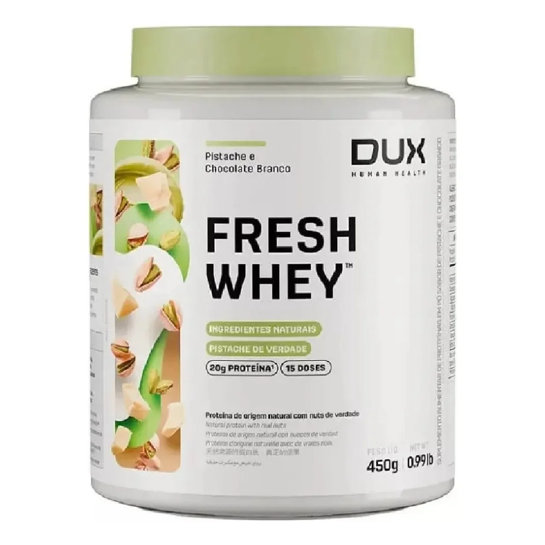 ✨ Fresh Whey Pistache E Chocolate Branco Pote 450g Dux Pistache E Chocolate Branco