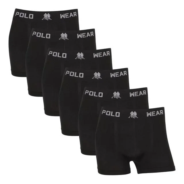 ✨ Kit 6 Cuecas Boxer Polo Wear Microfibra Sem Costura Original