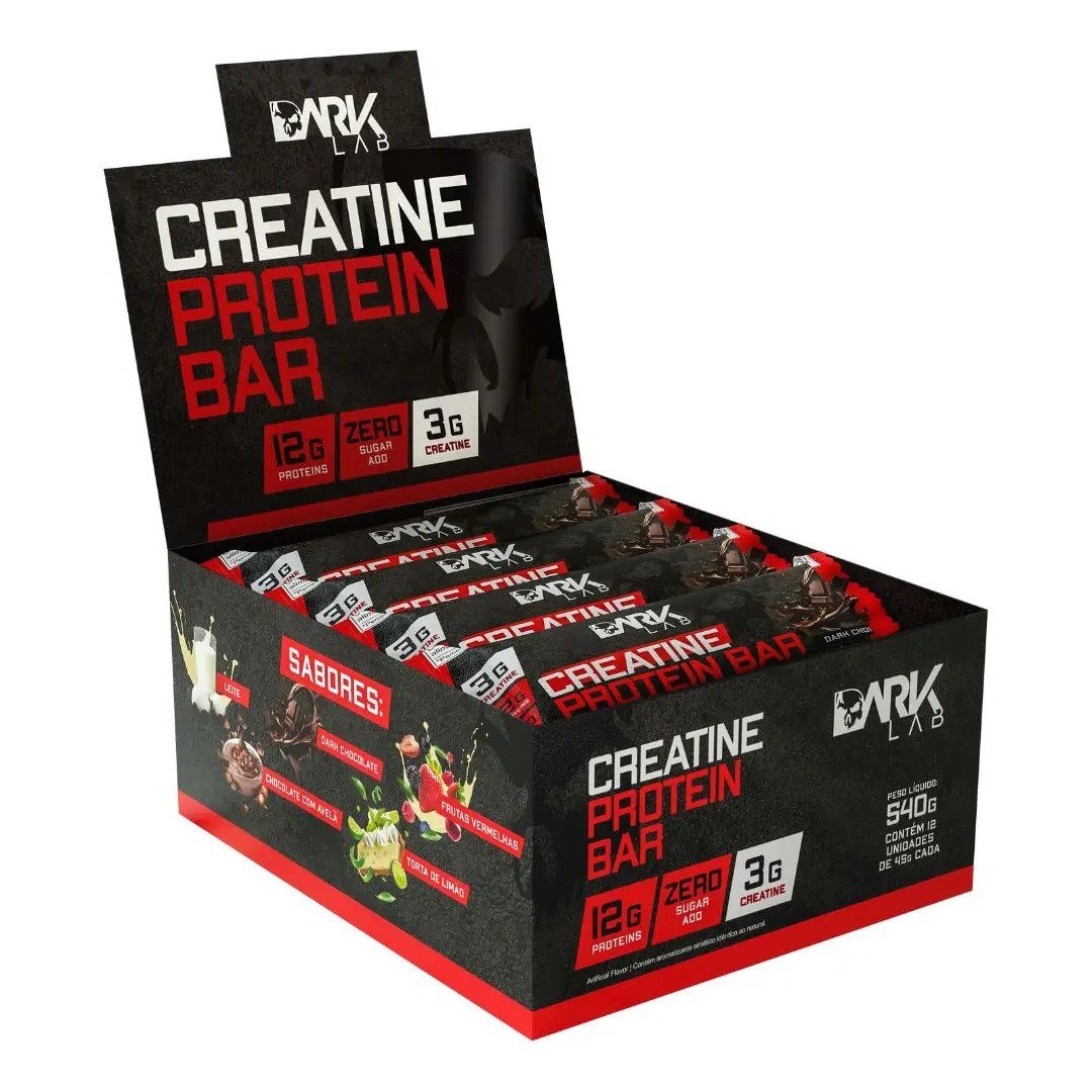 ✨ Creatine Protein Bar 12 Un 45g Dark Lab Sabor Dark chocolate