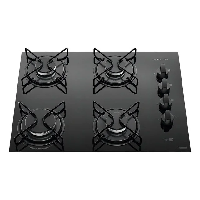 ✨ Cooktop 4 Bocas Atlas Agile Up Mesa Vidro Mega Chama Bivolt Preto