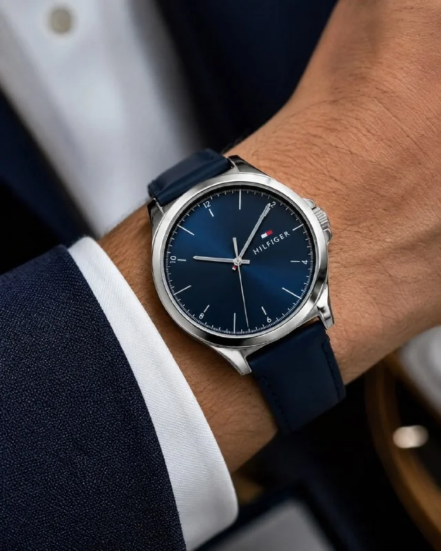 ✨ Relógio Tommy Hilfiger Norris Masculino Couro Azul - 1710666