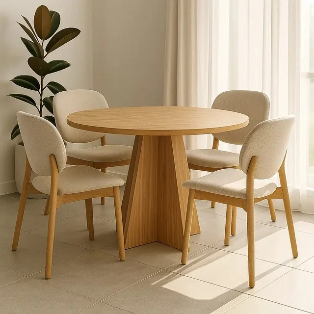 ✨Mesa De Jantar Redonda 90cm Mel Viero Flipp Slim Tampo Mdf Base Robusta Moderna 2 A 4 Pessoas Cozinha Sala Refeição Design Amadeirado