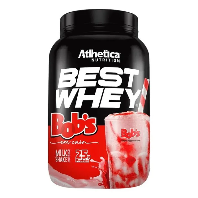 ✨Best Whey Bob's Milk Shake Morango Pote 900g 3w Atlhetica Nutrition Milkshake De Morango Bobs