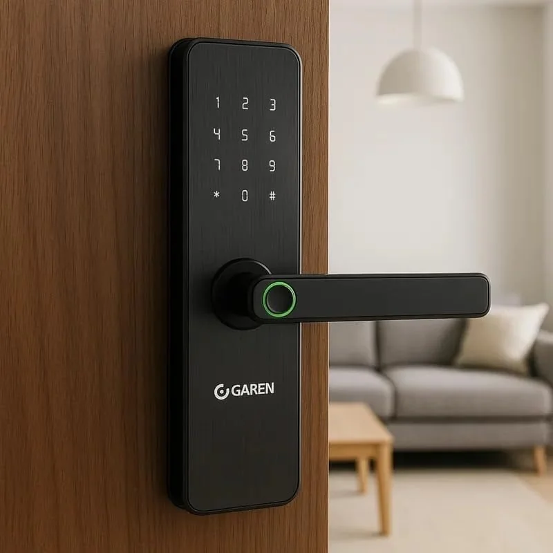✨ Fechadura Digital com Wi-Fi e Biometria, Preto, Metal, Múltiplos Métodos de Acesso, Estilo Moderno, Retangular, Acabamento Fosco, para Portões Residen...