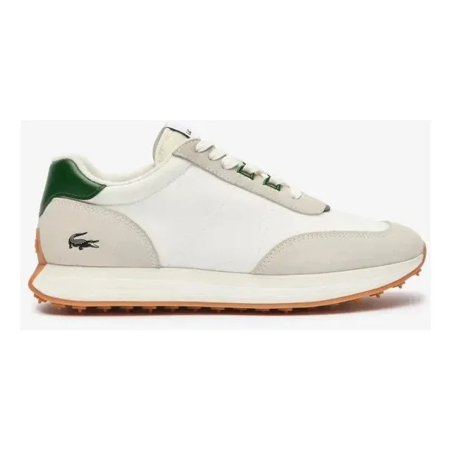 ✨Tênis Lacoste Lacoste Masculinas De Couro E Tecido L-spin Branco/verde Escuro Liso 42